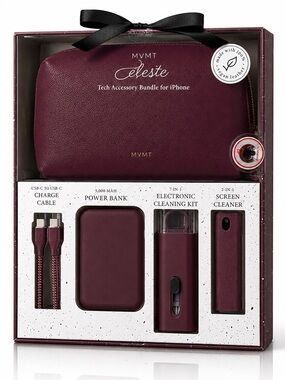 NWT MVMT Celeste iPhone Tech Accessory Bundle Magnetic PowerBanks Burgundy